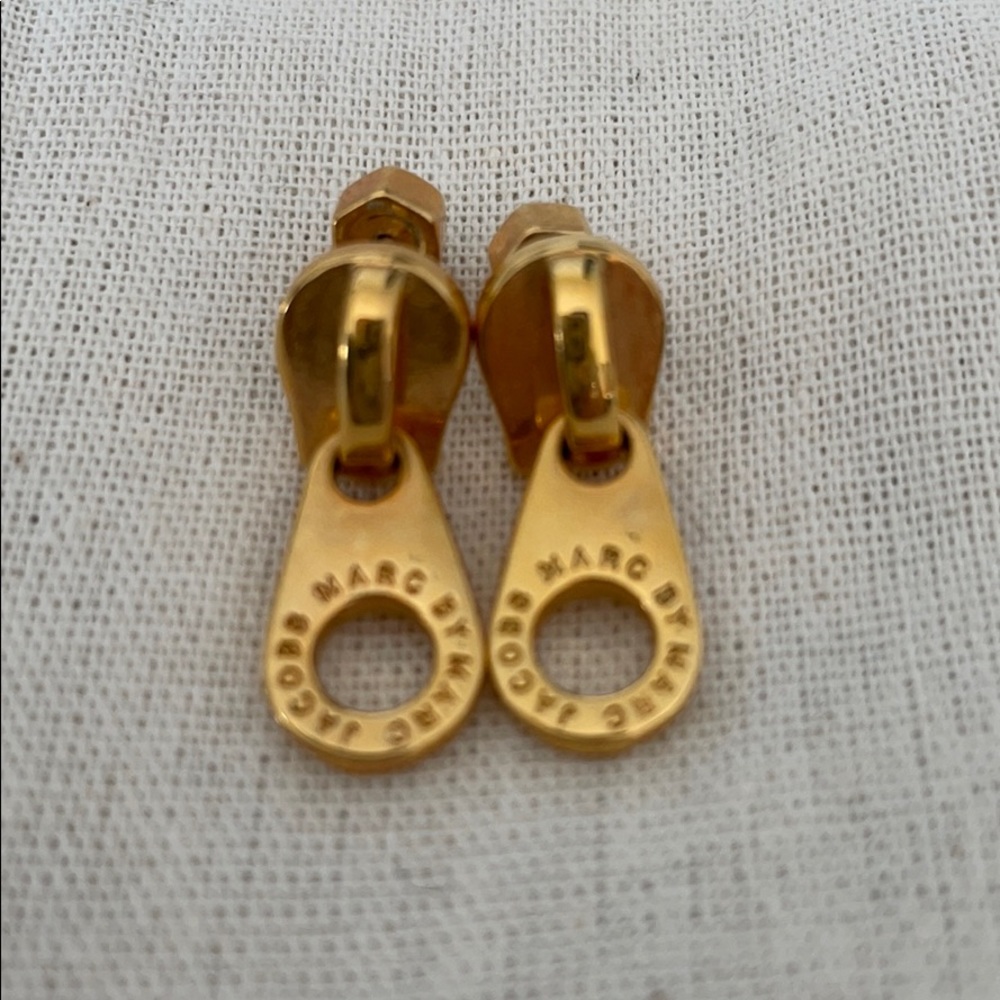 Marc Jacob zipper gold earrings